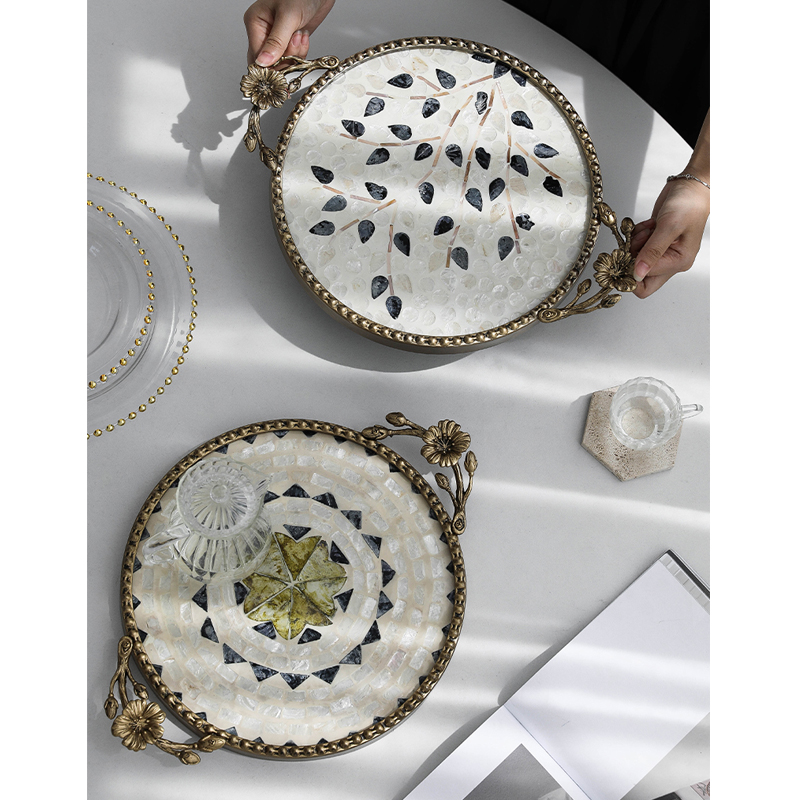 Luxury Skincare Tray - Kreative Luxus Shell-Dekorierte Metall Tablett Tisch