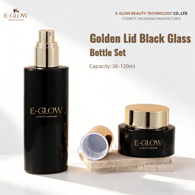 Luxury Gold Skincare - 【Logo Anpassbar】1 Stück Luxuriöser Hautpflege-Glasbehälter mit