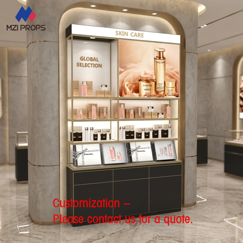 Luxury Skincare Display - Maßgefertigter Kosmetik-Präsentationsständer Luxuriöse Einzelhandels-Hautpflege-Vitrine mit LED-Beleuchtung
