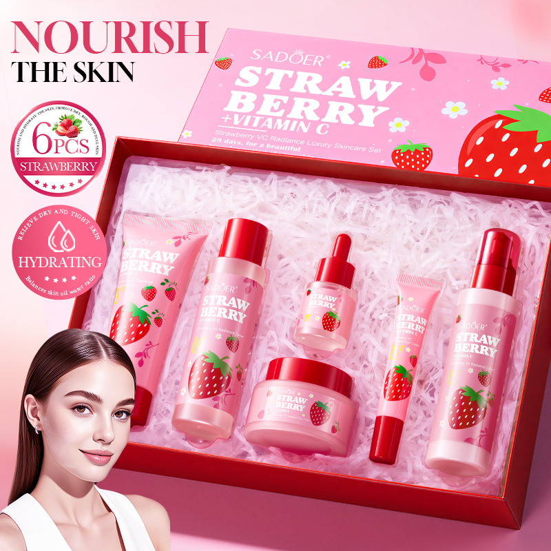 Luxury Skincare Gift Set - Strawberry VC Aufhellendes Luxus-Pflegeset mit 6