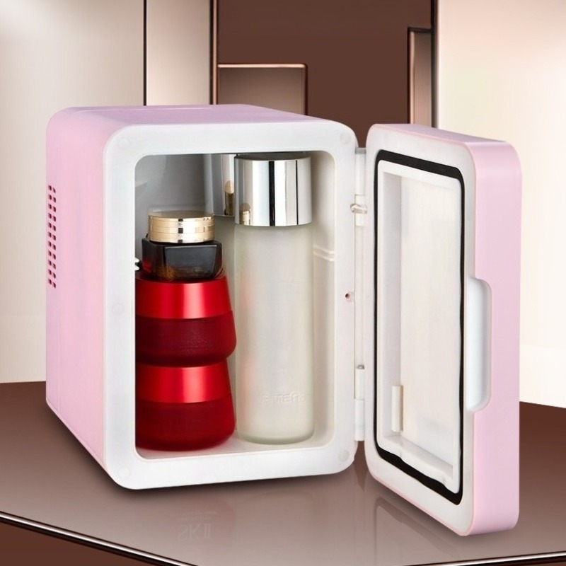 Luxury Skin Care - Tragbarer Mini-Make-up-Kühler, luxuriöser Kosmetikkühlschrank mit Spiegel,