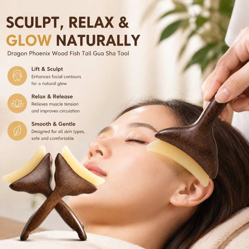 Luxury Skincare Tools - Multifunktionales Gesichts-Gua-Sha-Board, Meridian-Dredging-Akupunktur-Stift, Sehnen-Schabemassagestab, tragbares Spa-Physiotherapie-Gerät