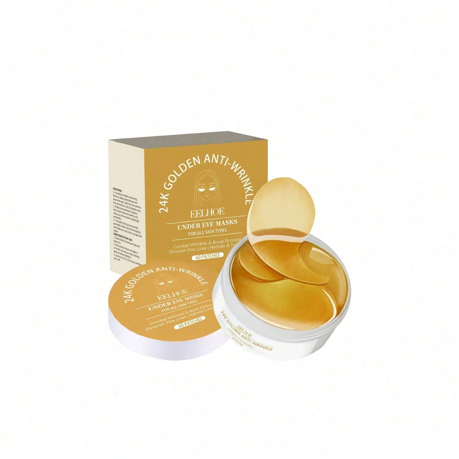 Luxury Gold Skincare - 24K Gold Augenmaske, 60 Stück Luxus-Augenpads,